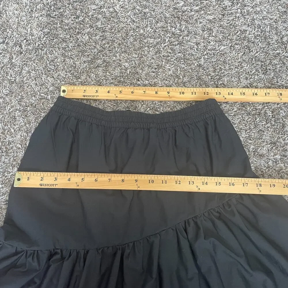 Tiered Broomstick Midi Skirt Size Medium Black Solid Fairy Whimsigoth Boho Goth